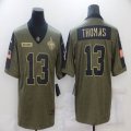 Saints #13 Micheal Thomas Green 2021 Salute to Service Limited Jersey