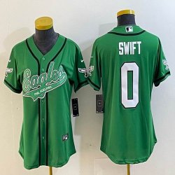 Youth Philadelphia Eagles #0 D\'Andre Swift green baseball jerseys Joint name-BD