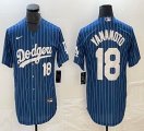 Nike Los Angeles Dodgers #18 Yoshinobu Yamamoto blue throwback majestic baseball jerseys 01