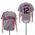 Cleveland Indians #12 Francisco Lindor gray majestic baseball jersey-sg