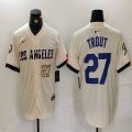 Nike Los Angeles Dodgers #27 Mike Trout beige fashion MLB baseball Jersey 01