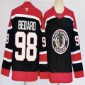 Chicago Blackhawks #98 Connor Bedard Fanatics Black Red Hockey Jersey-PD