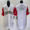 2023 World Cup Mexico #7 Julio Urias white red majestic baseball jerseys 64