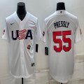 2023 world cup #55 Ryan pressly white usa majestic baseball jerseys 08