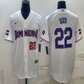 2023 World Cup Dominican Republic's #22 Juan Soto white majestic baseball jerseys 05