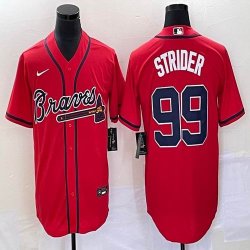 Nike Atlanta Braves #99 Spencer Strider red majestic baseball MLB Jerseys -BD