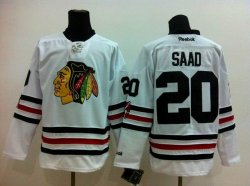 Chicago Blackhawks SAAD 20 white nhl jerseys Reebok logo on sleeves