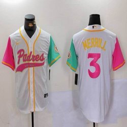 Nike San Diego Padres #3 Jackson Merrill white pink green MLB Baseball jerseys Joint Name