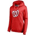 Washington Nationals Women's Team Color Primary Logo Pullover Hoodie - Red