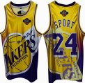 Los Angeles Lakers #24 Sport yellow purple nba jerseys print