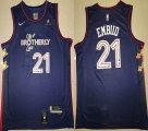 Nike Philadelphia 76ers #21 Joel Embiid blue basketball Jerseys city version