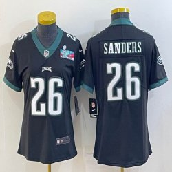 2023 super bowl Youth Philadelphia Eagles #26 Miles Sanders black Color Rush Limited Jersey