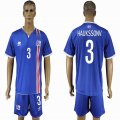 2016 Iceland team #3 HAUKSSONV blue soccer jerseys home