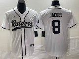 Nike Oakland Raiders #8 Josh Jacobs white baseball jerseys Joint name-BD