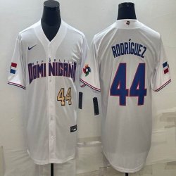 2023 World Cup Dominican Republic\'s #44 Alex Rodriguez white majestic baseball jerseys 02