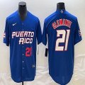 Puerto Rico Baseball #21 Roberto Clemente blue 2023 World Baseball Classic Replica Player Jersey 02