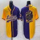 Nike NBA Los Angeles Lakers #24 MAMBA purple and yellow splits baseball jerseys Joint name-BD