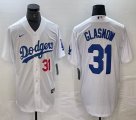 New Los Angeles Dodgers #31 Tyler Glasnow white majestic baseball jerseys 02