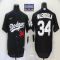 Nike Los Angeles Dodgers 34 Fernando Valenzuela black majestic baseball jerseys