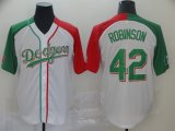 Los Angeles Dodgers #42 Jackie Robinson white red green baseball jerseys