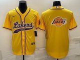 Nike NBA Los Angeles Lakers yellow baseball jerseys Joint name-BD