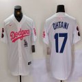 Nike Los Angeles Dodgers #17 Shohei Ohtani white pink majestic baseball jerseys Joint Name 02