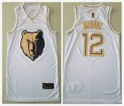 Nike Memphis Grizzlies #12 Ja Morant white gold nba basketball jersey-TY