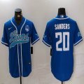 Detroit Lions 20# Barry Sanders blue baseball jerseys Joint name-BD 02