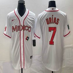 2023 World Cup Mexico #7 Julio Urias white majestic baseball jerseys 70