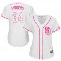 2017 Women San Diego Padres #34 Rollie Fingers white majestic mlb jersey