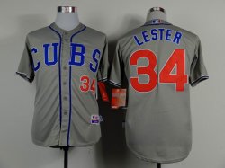 Chicago Cubs #34 Jon Lester gray throwback mlb baseball jersey