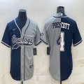 Nike Dallas Cowboys #4 Dak Prescott blue gray splits baseball jerseys Joint name-BD