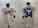 Mexico Los Angeles Dodgers #34 Fernando Valenzuela white majestic baseball Jerseys -BD 02