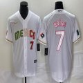 2023 World Cup Mexico #7 Julio Urias white majestic baseball jerseys 85