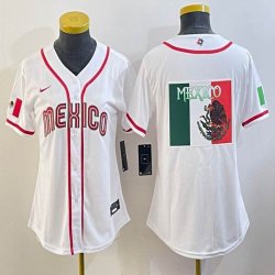 Women 2023 World Cup Mexico blank white majestic baseball jerseys 07