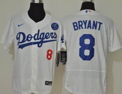 Los Angeles Dodgers #8 Kobe Bryant white Flexbase Authentic Collection Jersey With KB patch-WL 01