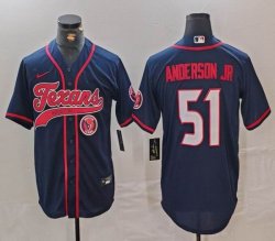 Houston Texans #51 Will Anderson Jr. dark blue baseball jersey Joint Name