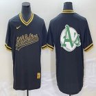 Nike Oakland Athletics blank black majestic baseball jersey big logo 01