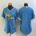 Women Nike Milwaukee Brewers blank skyblue majestic MLB Jerseys-BD