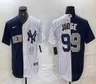 Nike New York Yankees #99 Aaron Judge blue white splits MLB baseball Jersey 02