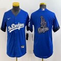 Women Nike Los Angeles Dodgers blank blue majestic baseball MLB Jersey-BD 01