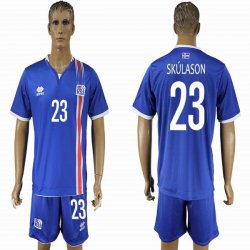 2016 Iceland team SKULASON #23 blue soccer jerseys home