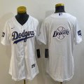 Women Los Angeles Dodgers blank white majestic baseball Jerseys-BD 05