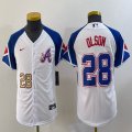 Women Nike Anaheim Angels #28 Matt Olson white blue majestic baseball city version 01