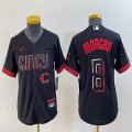 Women Nike Cincinnati Reds #8 Joe Morgan black Flexbase Authentic Collection Jersey city version -BD 02