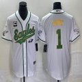 Nike Philadelphia Eagles #1 Jalen Hurts white baseball jerseys Joint name-BD 07