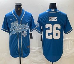 Nike Detroit Lions #26 Jahmyr Gibbs blue baseball Joint name -BD 02