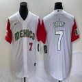 2023 World Cup Mexico #7 Julio Urias white red majestic baseball jerseys 69