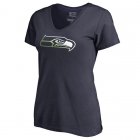 Women's Seattle Seahawks Pro Line by Fanatics Branded College Navy Gradient Logo V-Neck T-Shirt