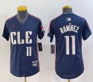 Youth Nike Cleveland Indians #11 Jose Ramirez blue majestic baseball jersey-BD 09